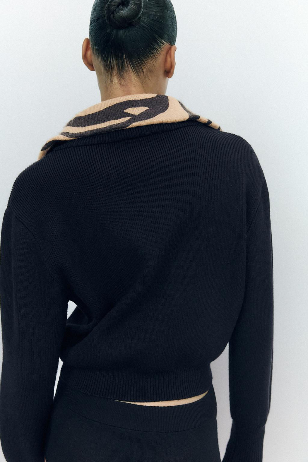 ANIMAL PRINT JACQUARD COLLAR SWEATER - Zara фото 5
