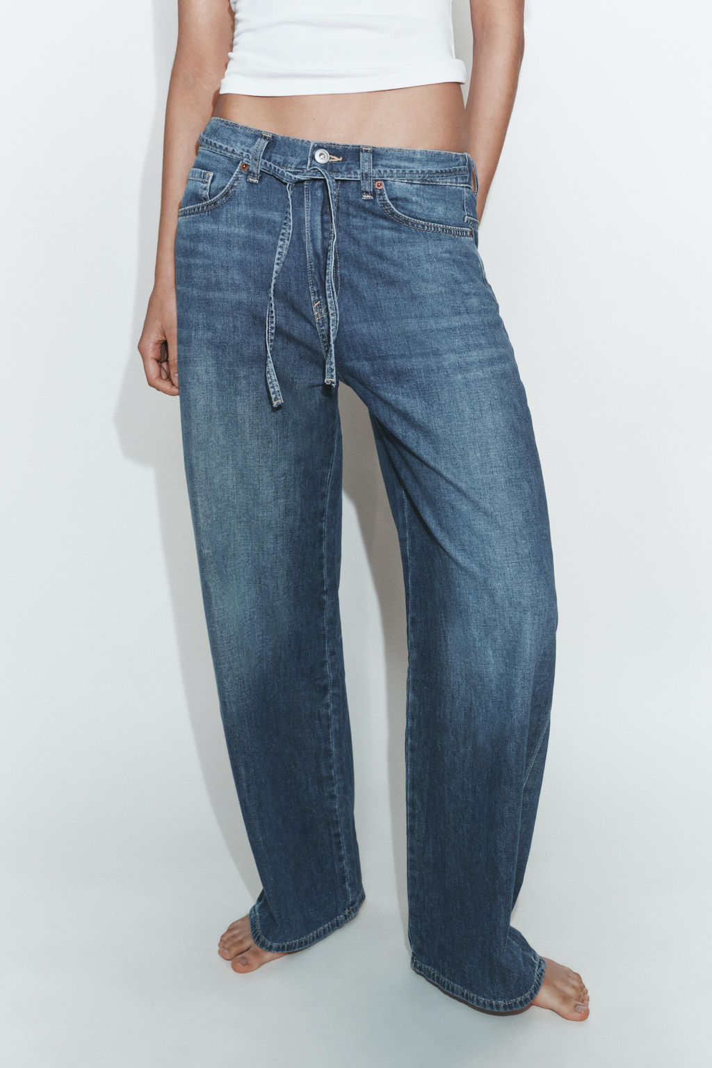 JEANS DENIM TRF RELAXED TIRO MEDIO / Marino - Zara фото 2