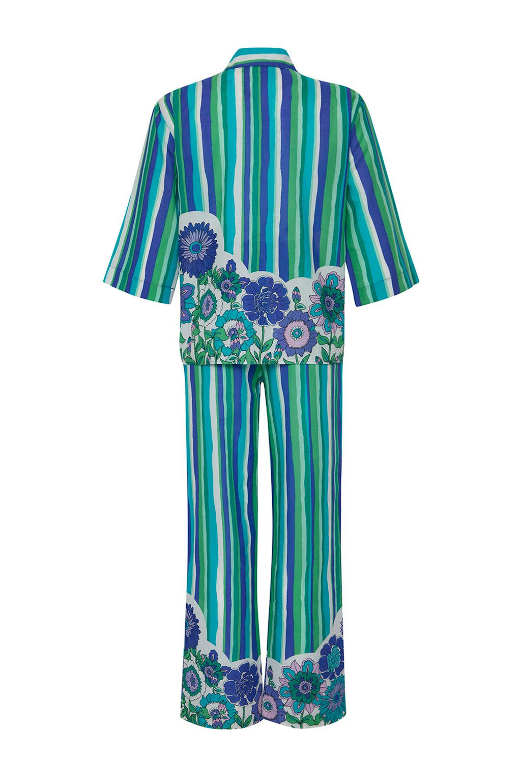 Cizgili Dokuma %100 Pamuk Plaj Gomlek-Pantolon Tak?m TBESS25AU00004 - Trendyolmilla фото 8