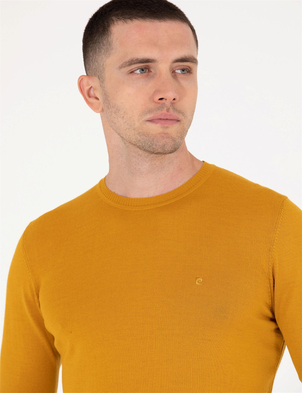 Safran Slim Fit Bisiklet Yaka Y_n Kar___ml_ Basic Triko Kazak - Pierre cardin фото 4