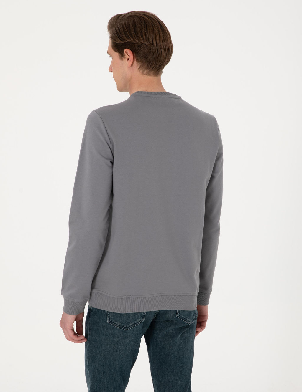 Gri 2 _plik Regular Fit Bisiklet Yaka Basic Sweatshirt - Pierre cardin фото 5