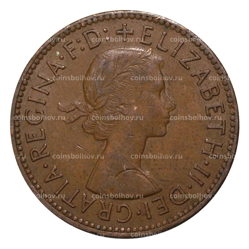 Монета 1/2 пенни 1965 года