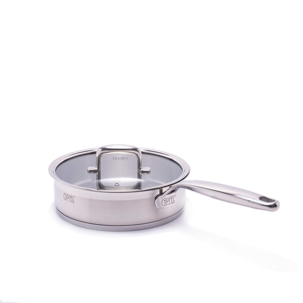 1220 GIPFEL Сковорода PRESTIGE 24х6,5см, со стеклянной крышкой, с индукционным капсульным дном. Материал: нерж. сталь 18/10. Толщина: 0,7мм  фото 2