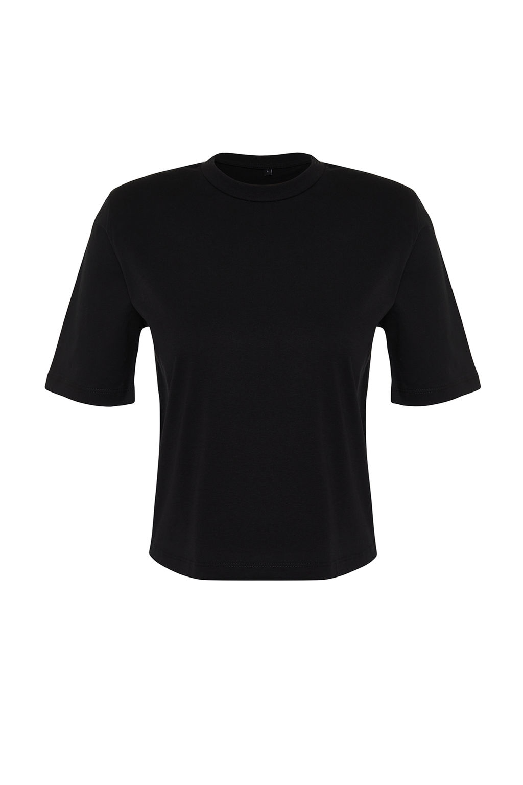 Siyah %100 Kal?n Pamuklu Vatkal? Crop Orme T-Shirt TWOSS24TS00122 - Trendyolmilla фото 7