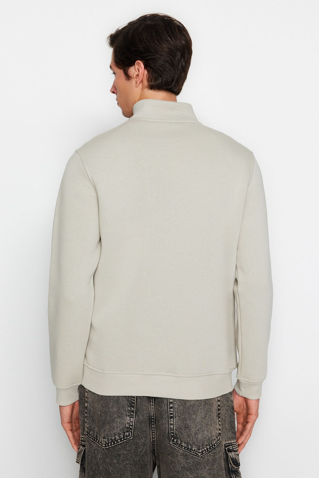 Tas Regular/Normal Kesim Dik Yaka Fermuarl? Pamuklu Basic Ici Polarl? Sweatshirt TMNAW24SW00041