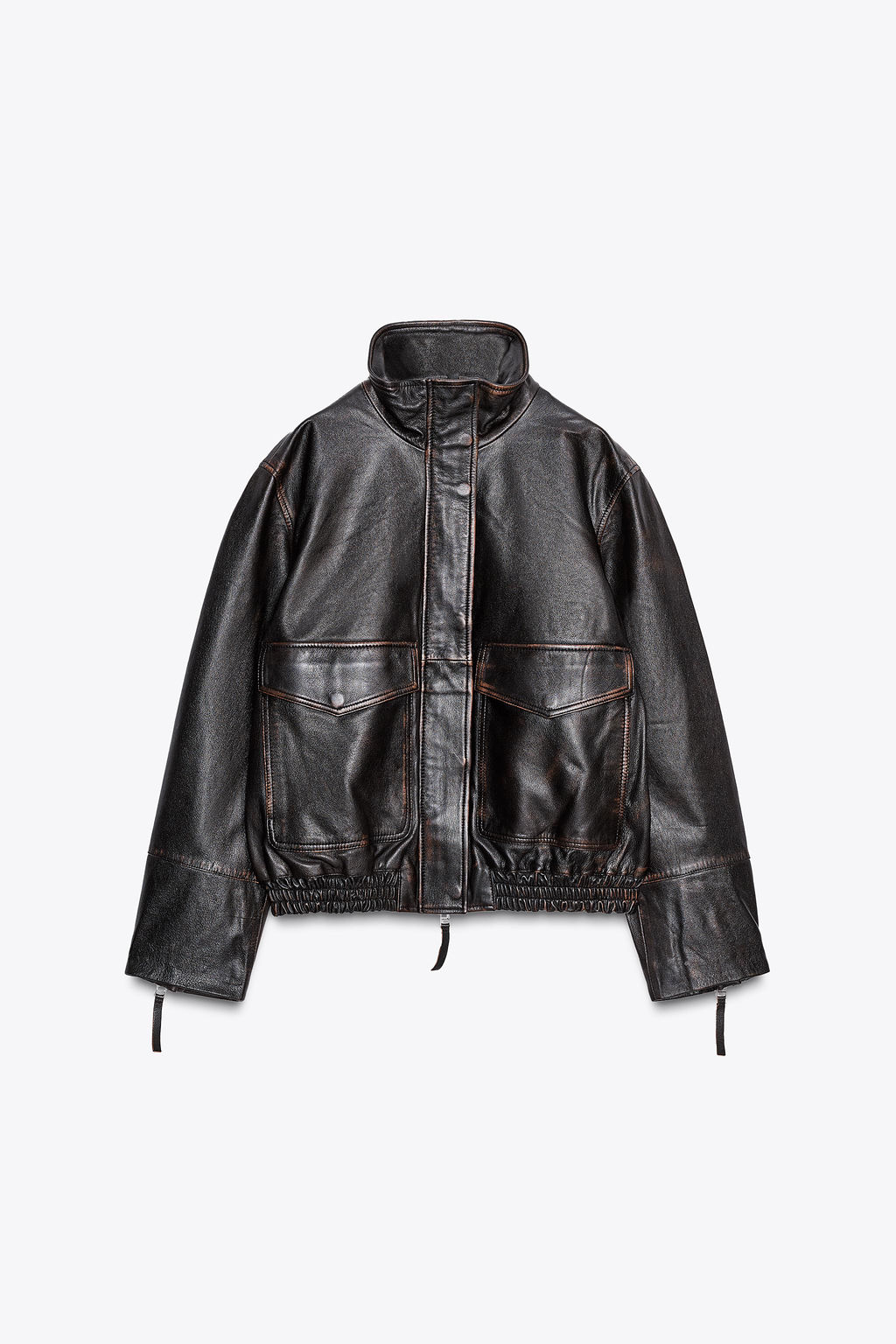 ZW COLLECTION LIMITED EDITION LEATHER BOMBER JACKET - Zara фото 5