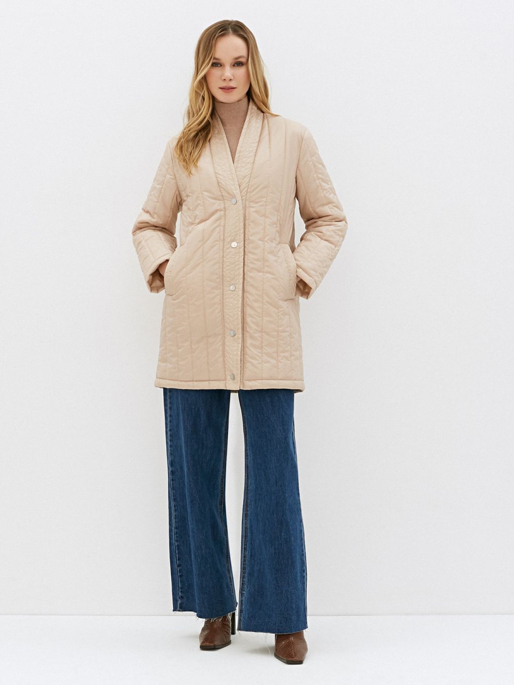 Conso/SM 220113 - light beige Утепленное Пальто  фото 6