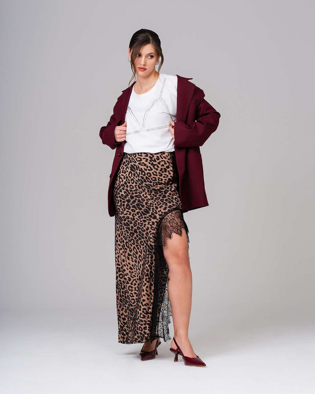 Юбка шёлковая с кружевом UD004