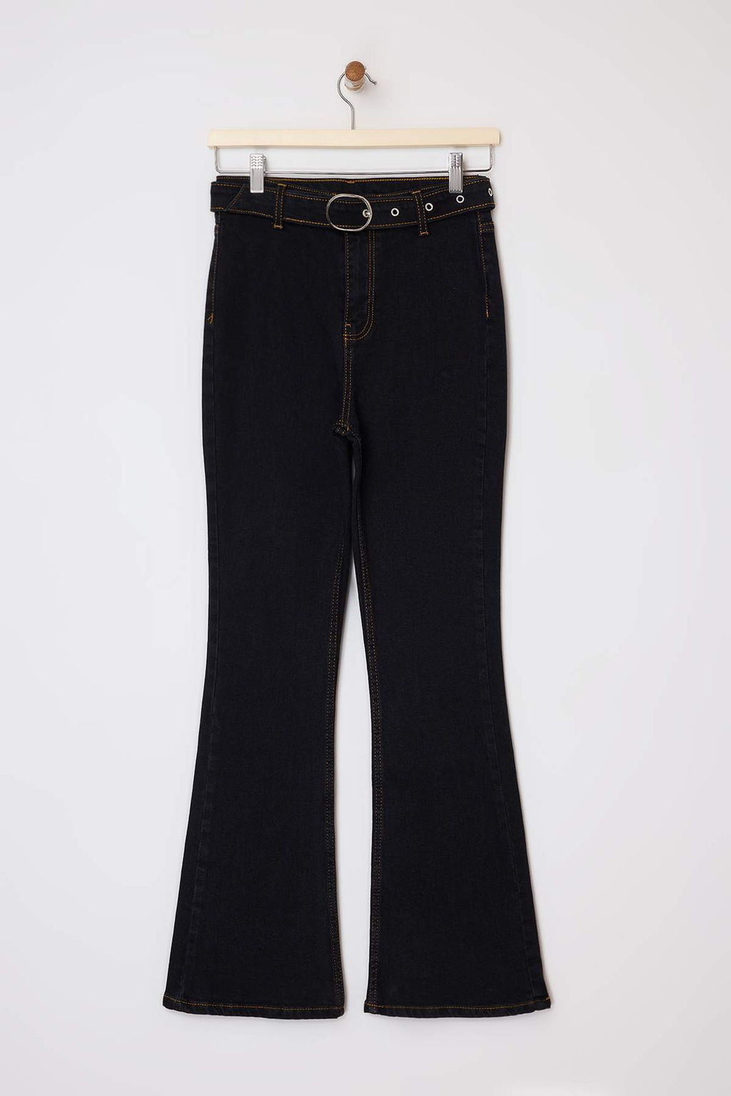 Siyah Kemerli Yuksek Bel Comfort/Esnek Flare Jeans TWOSS26JE00077