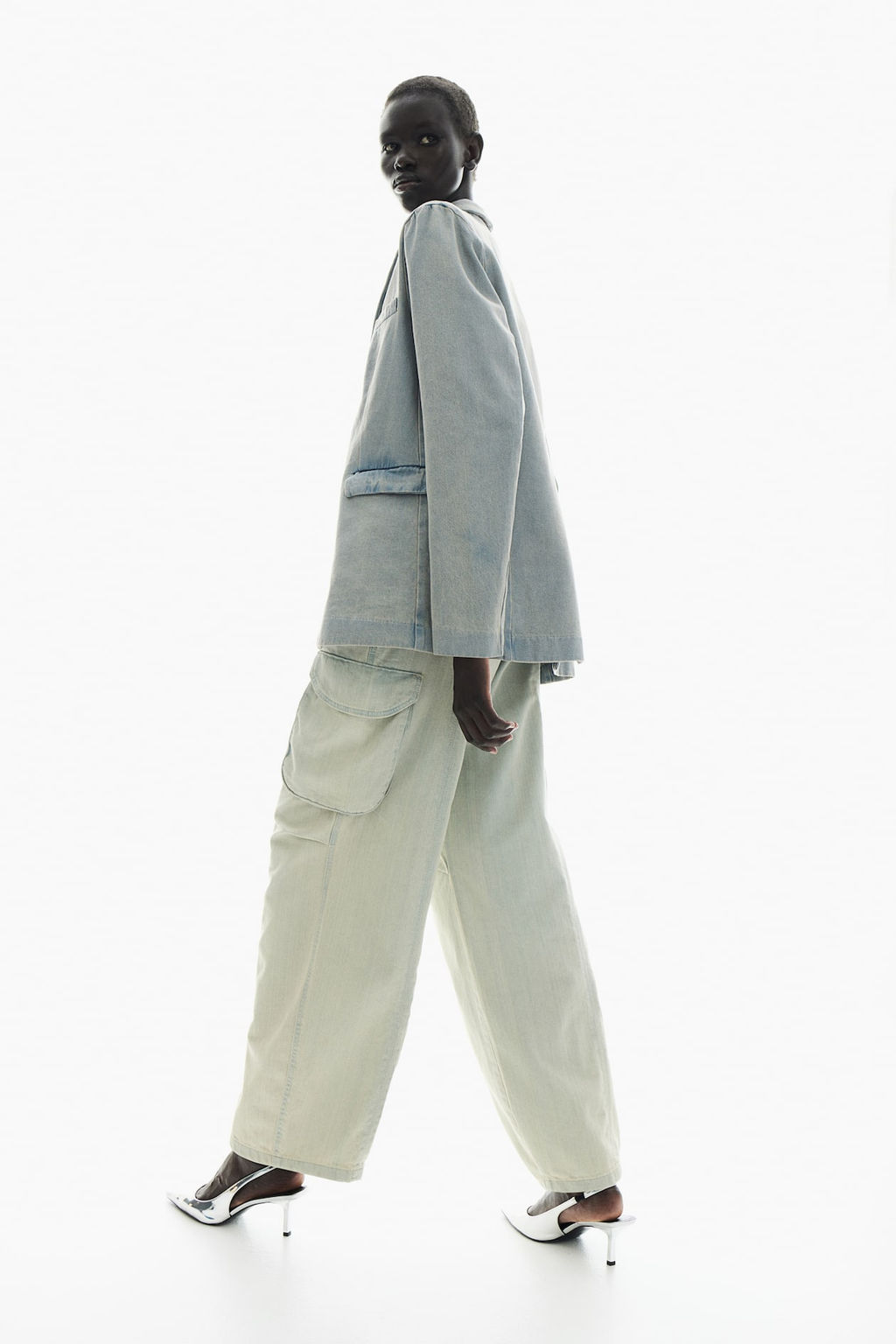 Americana de botonadura sencilla en denim - H&m фото 4