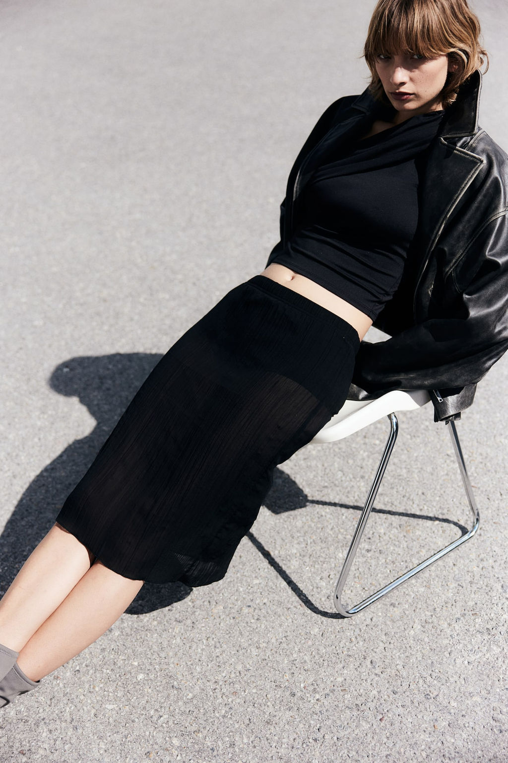 Falda transparente en tejido arrugado - H&m фото 4