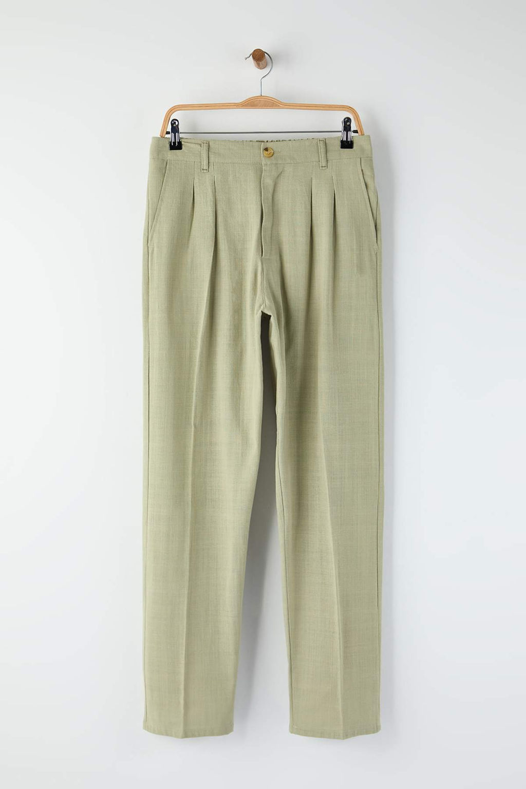 Ac?k Haki Keten Gorunumlu Erkek Pantolon TMNAW26PL00003