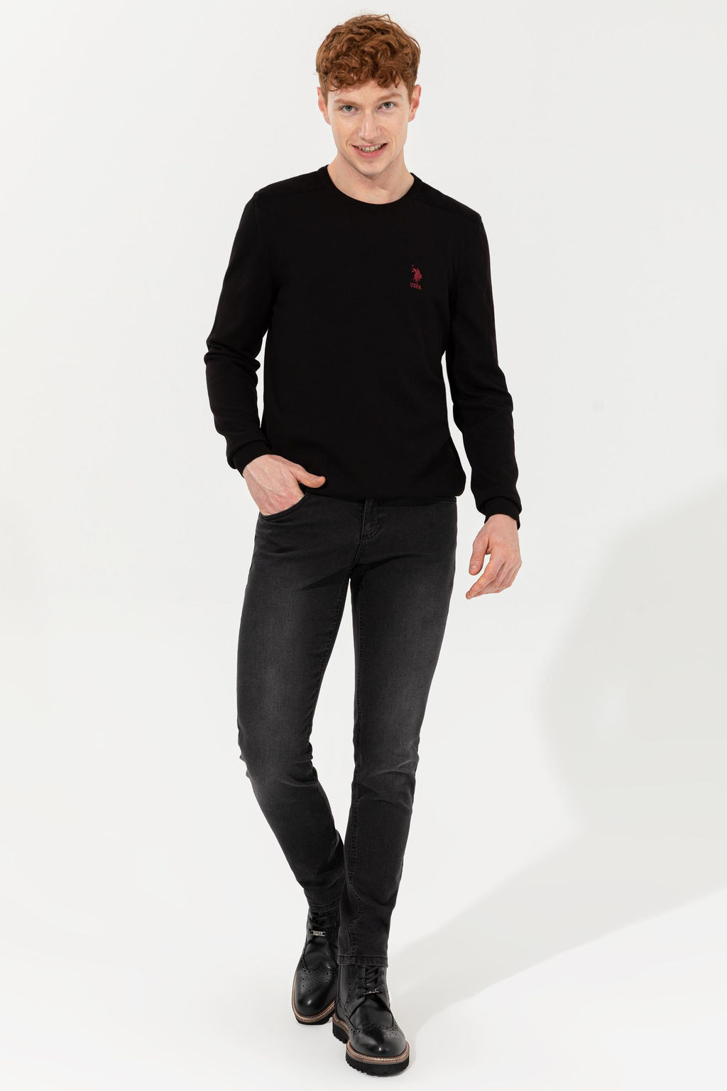 U. S. Polo Assn / Мужской черный трикотажный свитер Basic - U.s. polo assn фото 16
