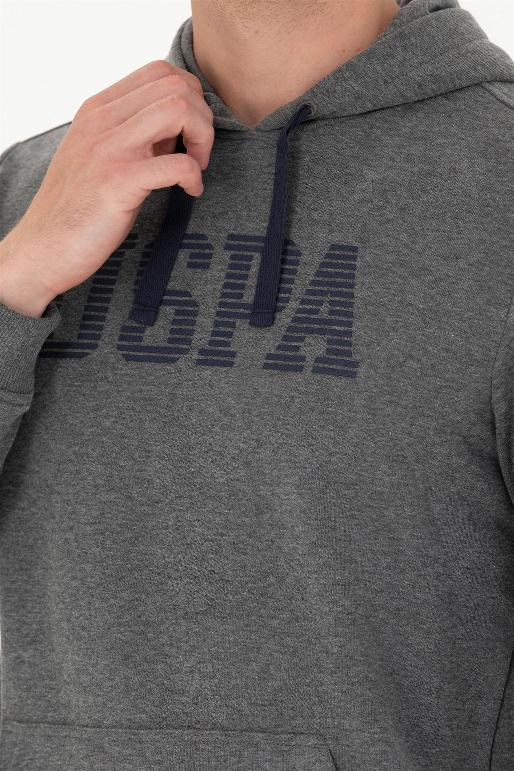 U. S. Polo Assn Мужская базовая толстовка с капюшоном антрацитового меланжевого цвета - U.s. polo assn фото 7