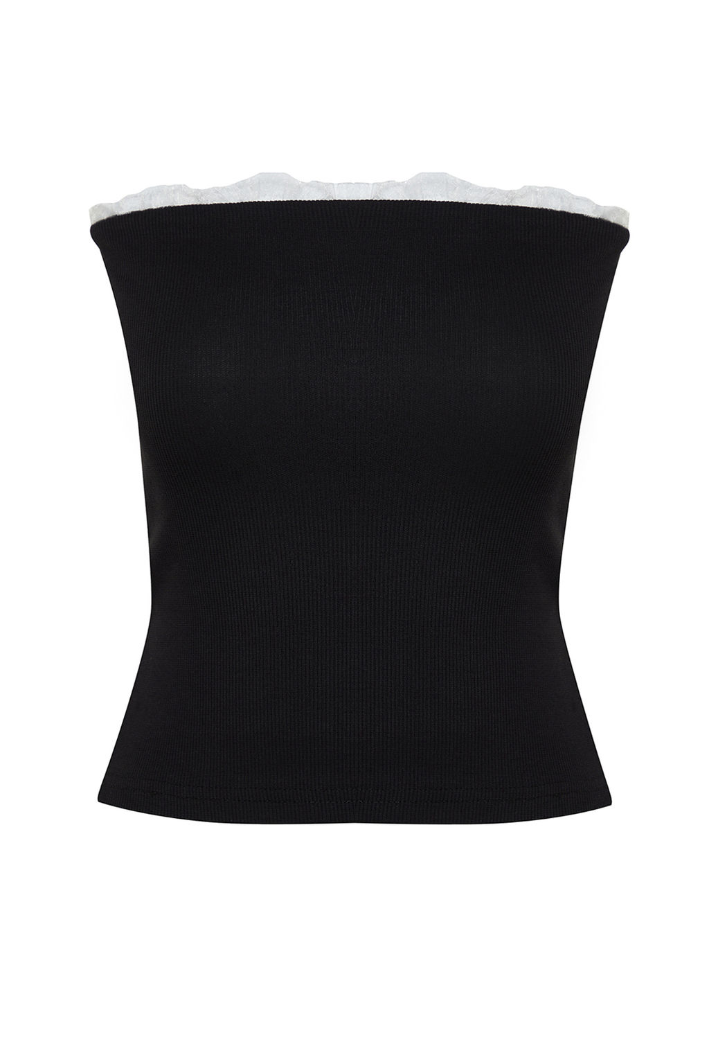 Trendyolmilla Pembe Fitilli Straplez Yaka Dokuma Garnili Vucuda Oturan Pamuklu Crop Orme Bluz TWOSS24BZ00361 фото 7