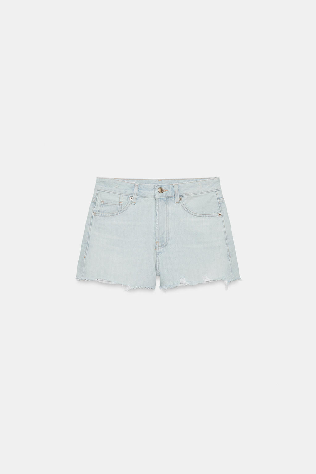SHORTS DENIM TRF ROTOS TIRO MEDIO / Azul claro - Zara фото 4