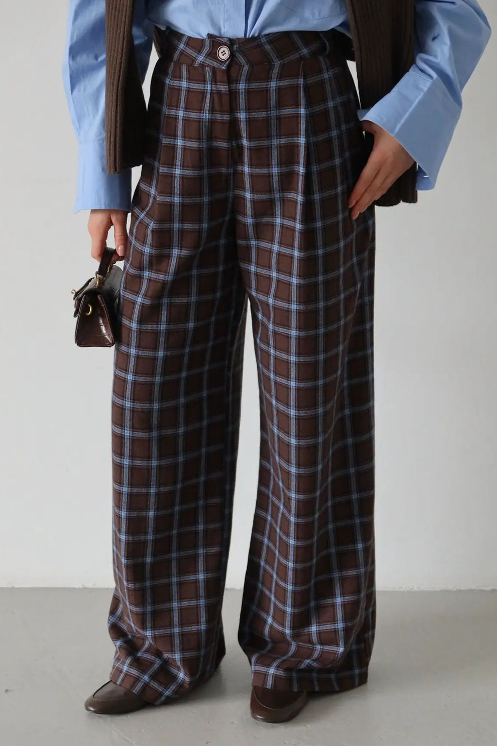 Kahverengi Ekose Wide Leg Pantolon TWOAW26PL00173 - Trendyolmilla фото 4