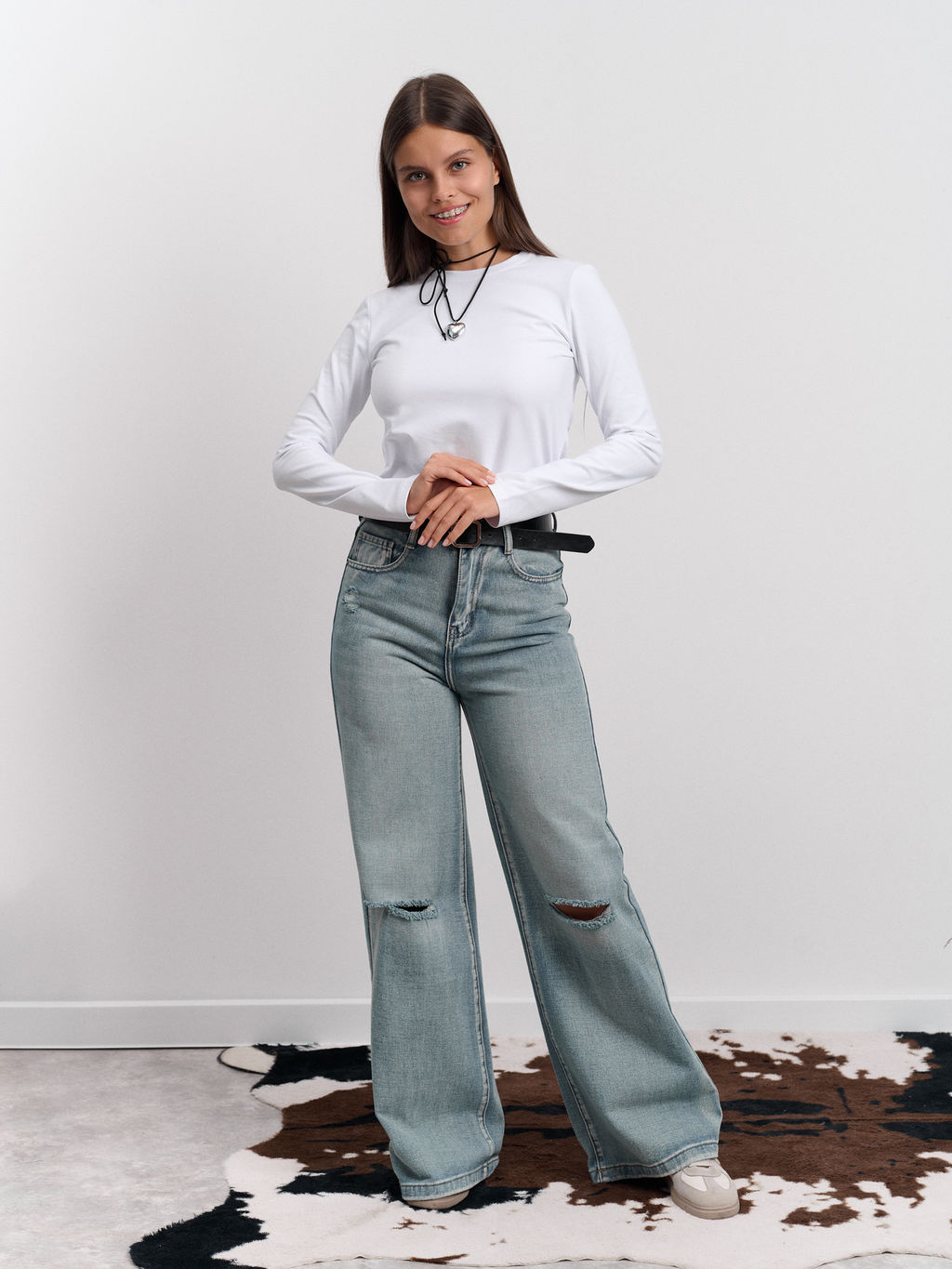 Лонгслив женский "Cкин" белый