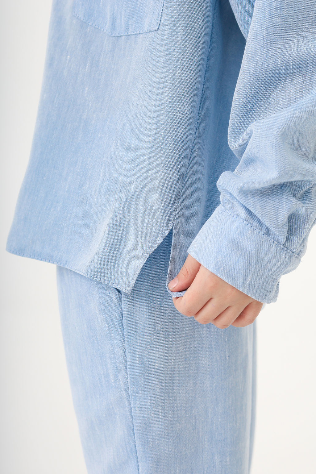 Рубашка-хенли Лен, голубой меланж - Inzibe фото 9