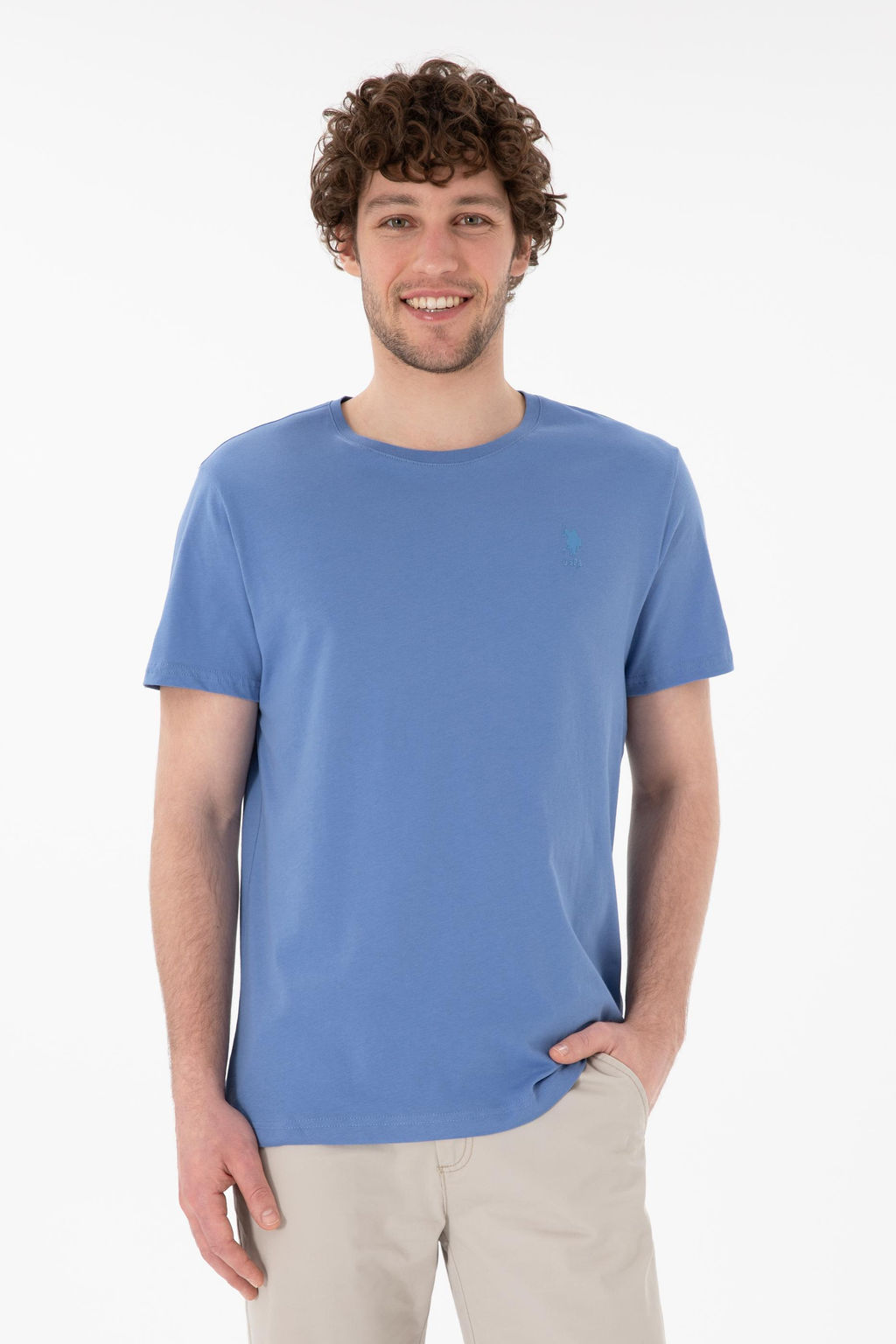 Erkek Regular Fit Bisiklet Yaka Koyu Mavi Basic Ti__rt Sepette S_rpriz _ndirim