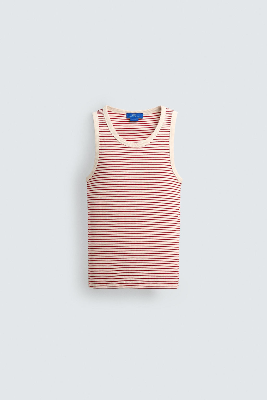 CAMISETA TANK JACQUARD RAYAS X AARON LEVINE / Crudo / Rojo