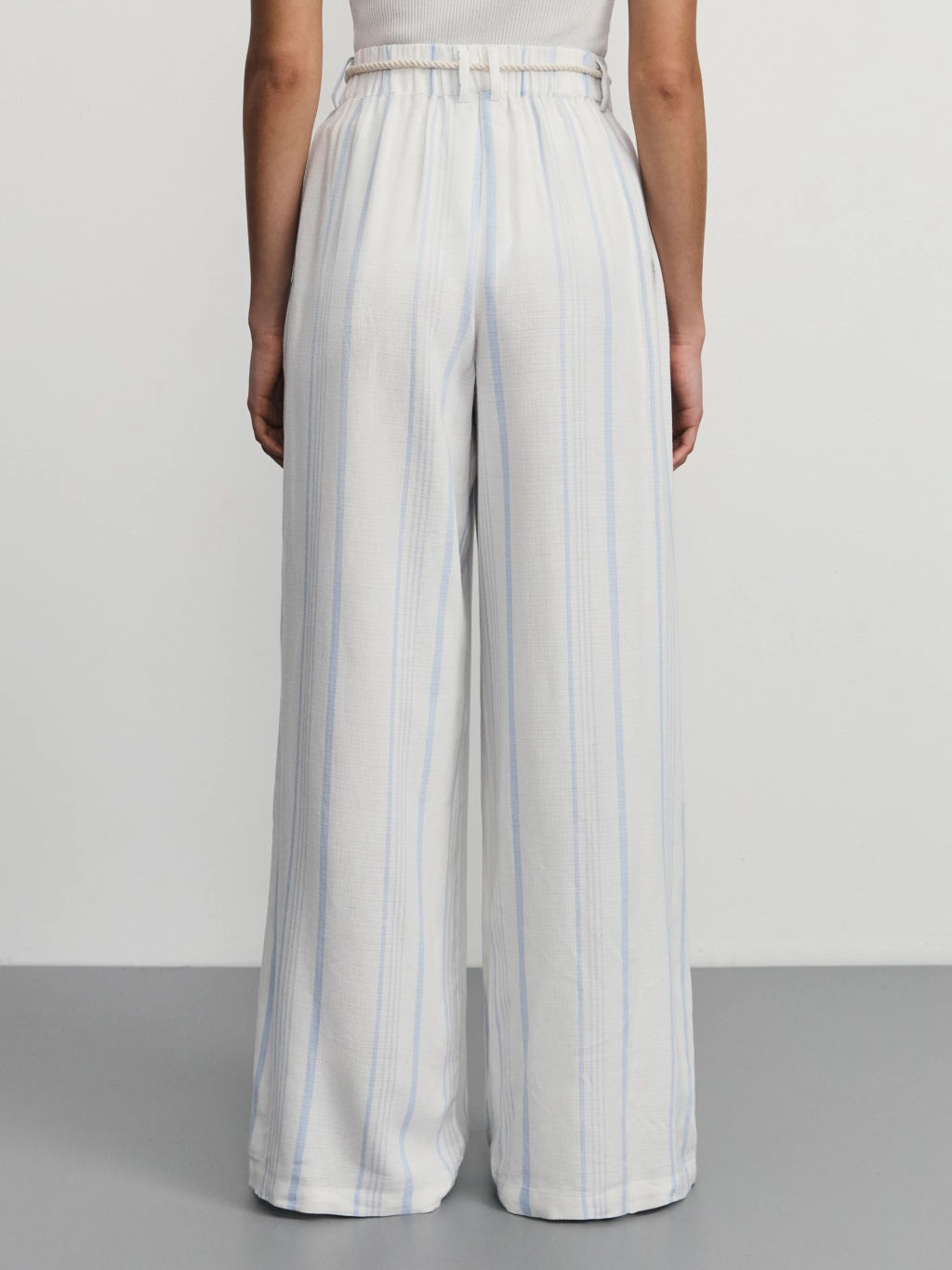 Прямые брюки из вискозы и льна в полоску / Zarina  фото 5