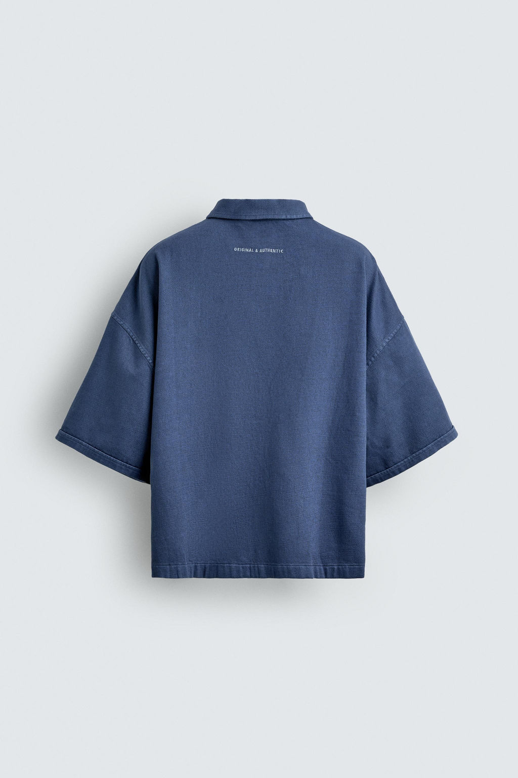 POLO BOXY FIT TEXTO BORDADO / Azul / Gris - Zara фото 8