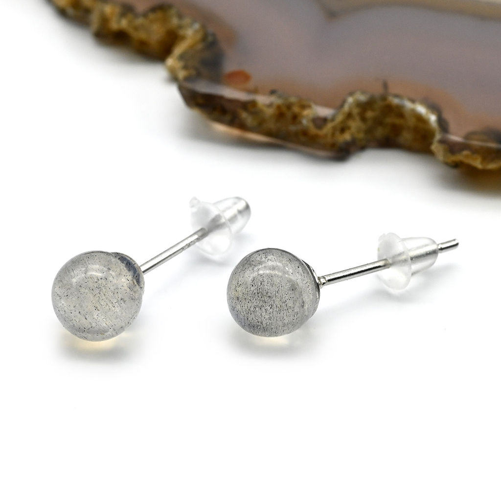 Серьги гвоздики из лабрабора шарик 5мм