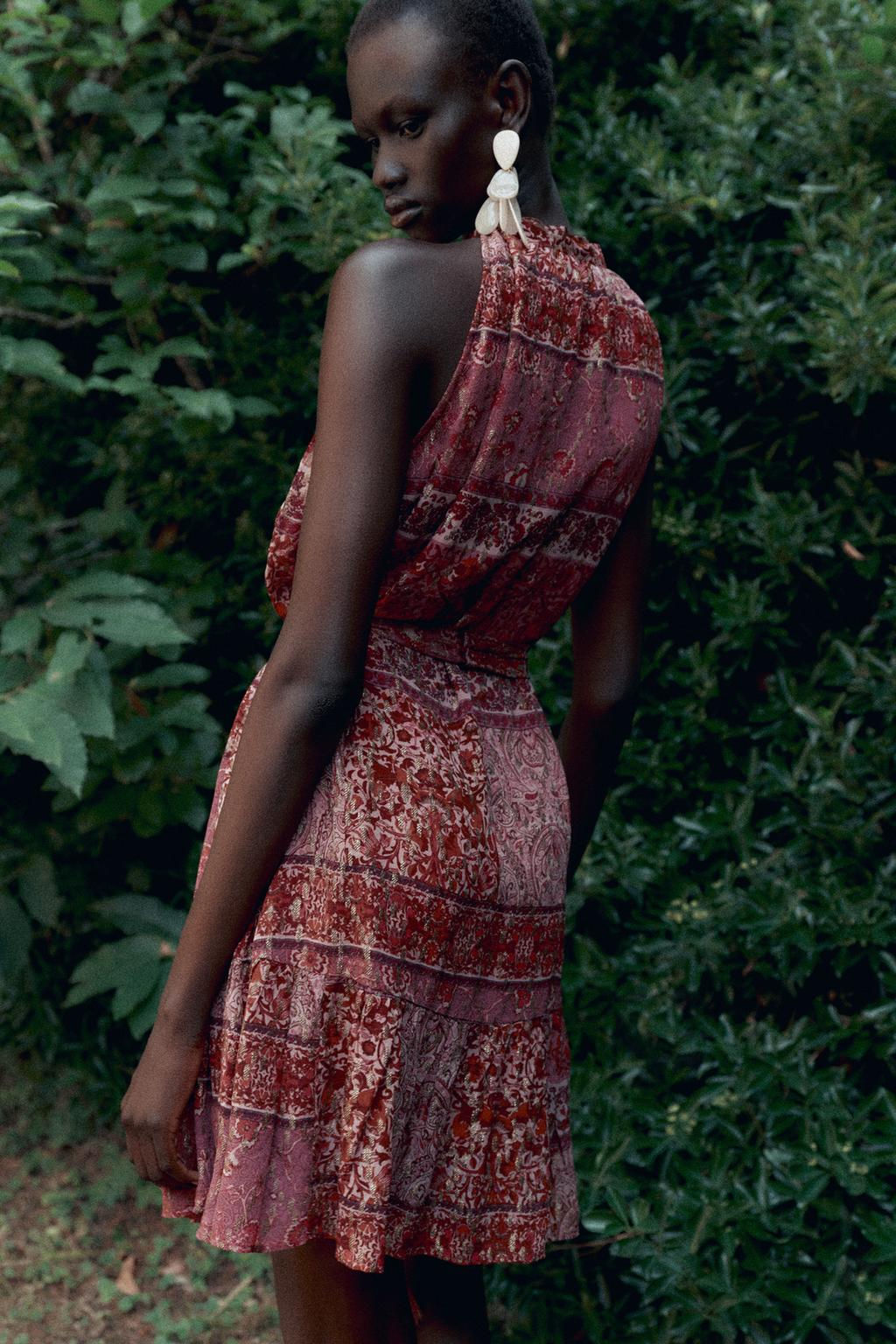 PATCHWORK PRINT MINI DRESS WITH BELT - Zara фото 5