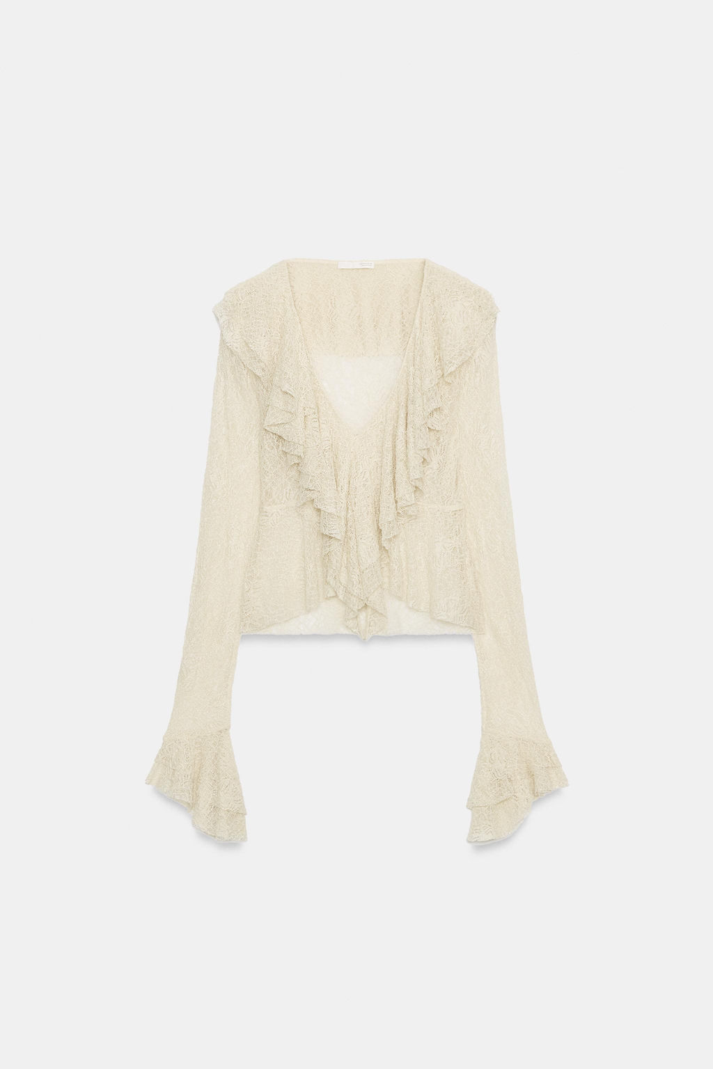 TOP ENCAJE BRILLO VOLANTES / Crudo - Zara фото 5