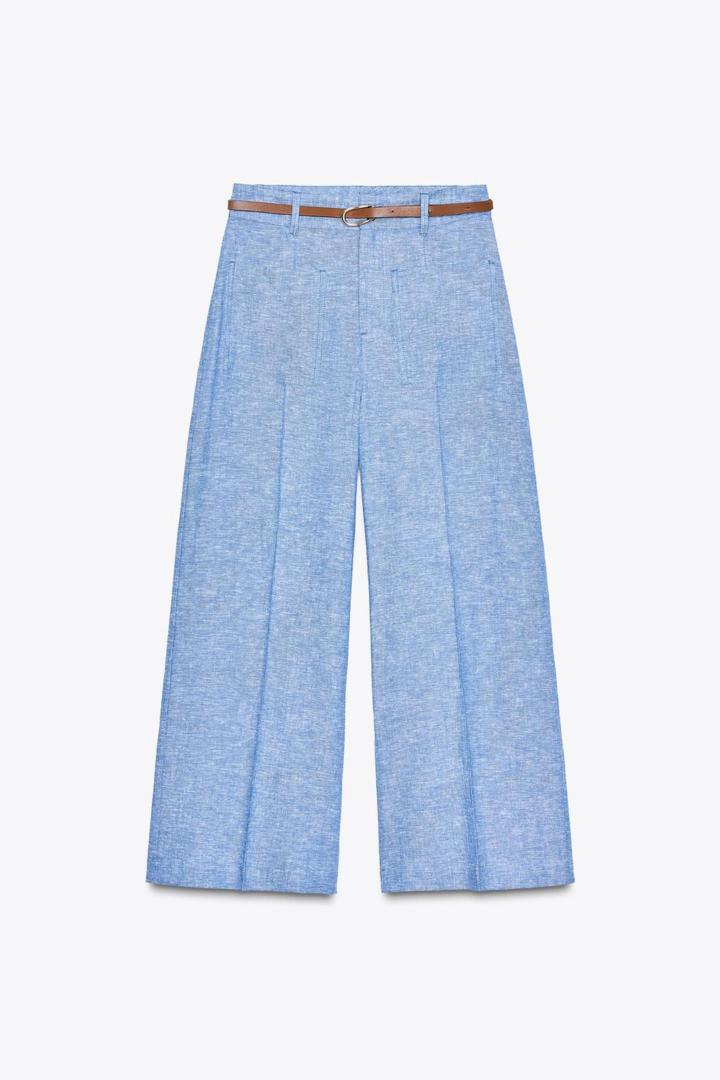 LINEN BLEND CULOTTES WITH BELT - Zara фото 7