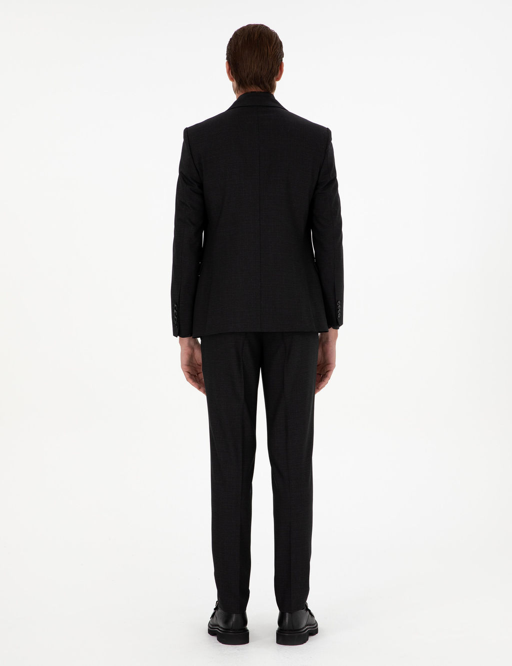 Siyah Ex. Slim Fit _izgili Y_nl_ Tak_m Elbise