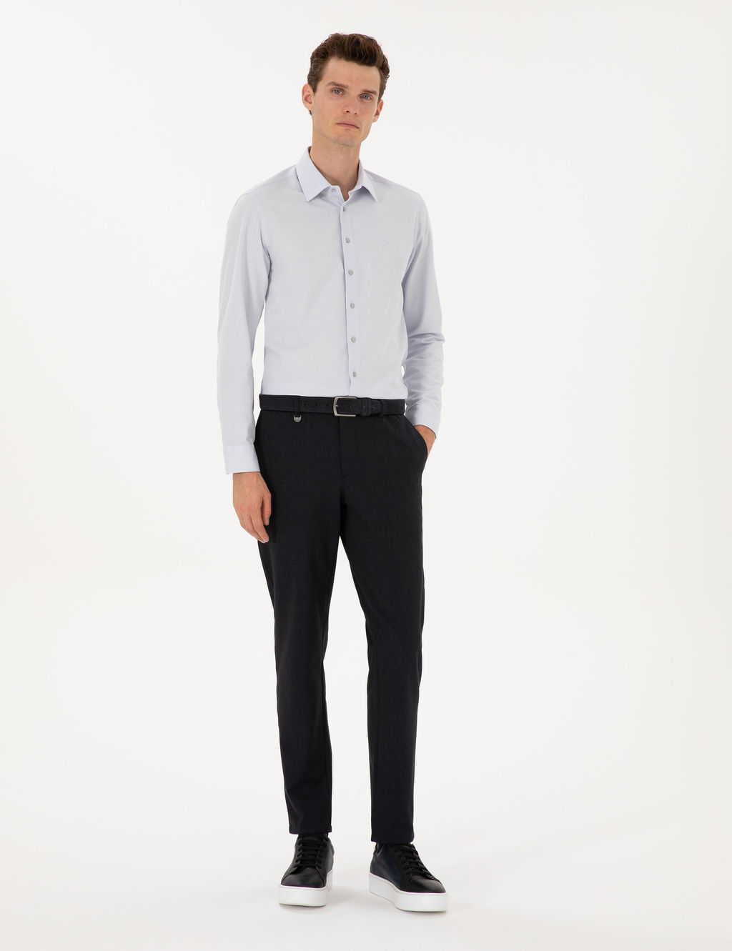 Gri Slim Fit Uzun Kollu G_mlek - Pierre cardin фото 4