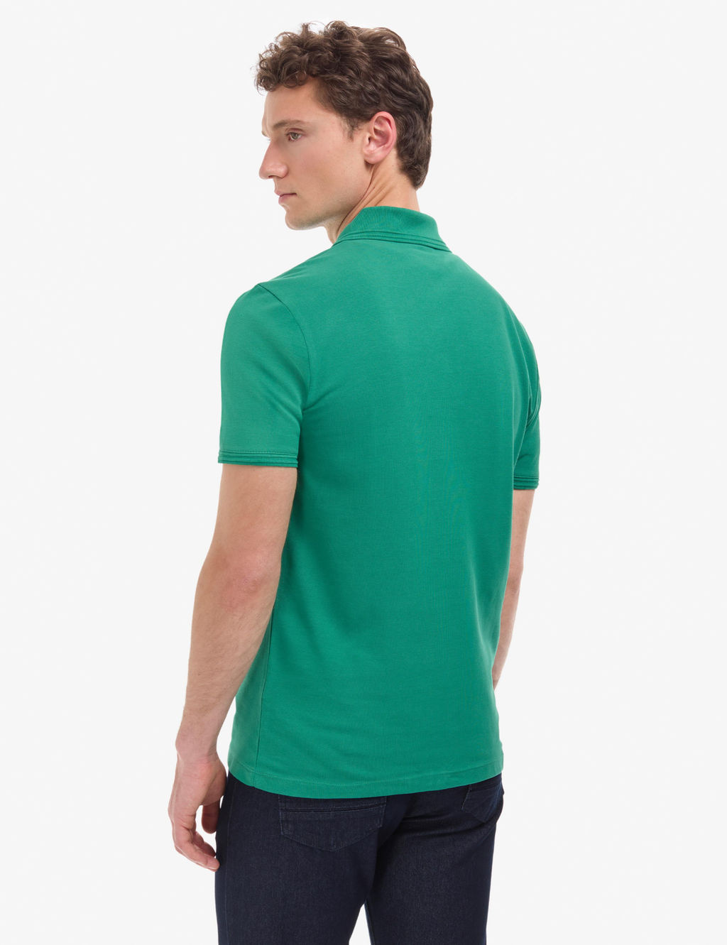 Ye_il Slim Fit %100 Pamuk K_vr_lmaz Polo Yaka Basic Ti__rt