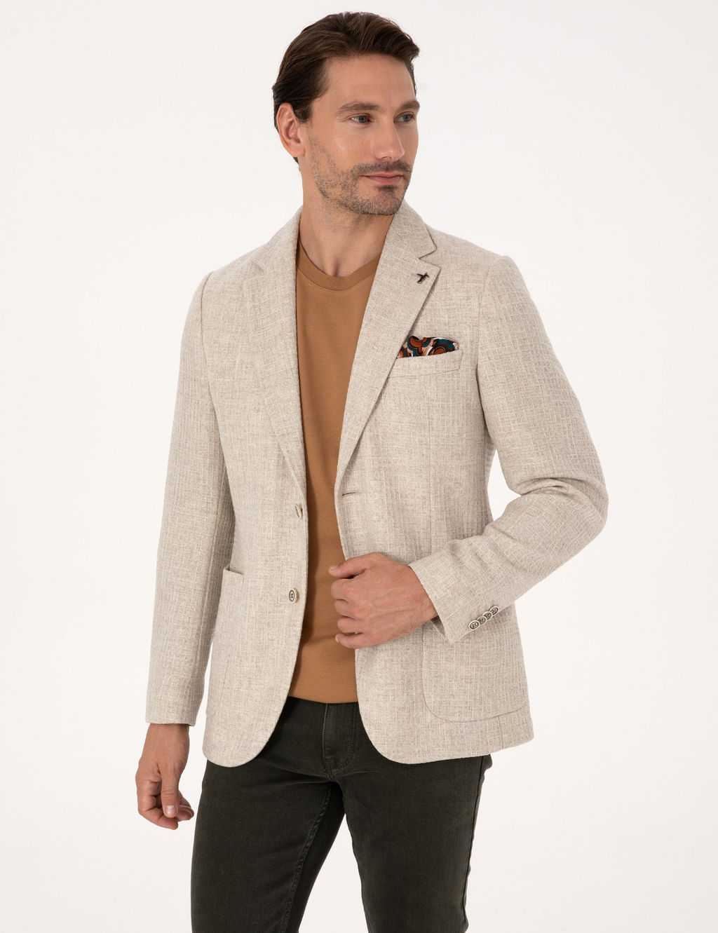 Bej Slim Fit Ceket - Cacharel фото 3