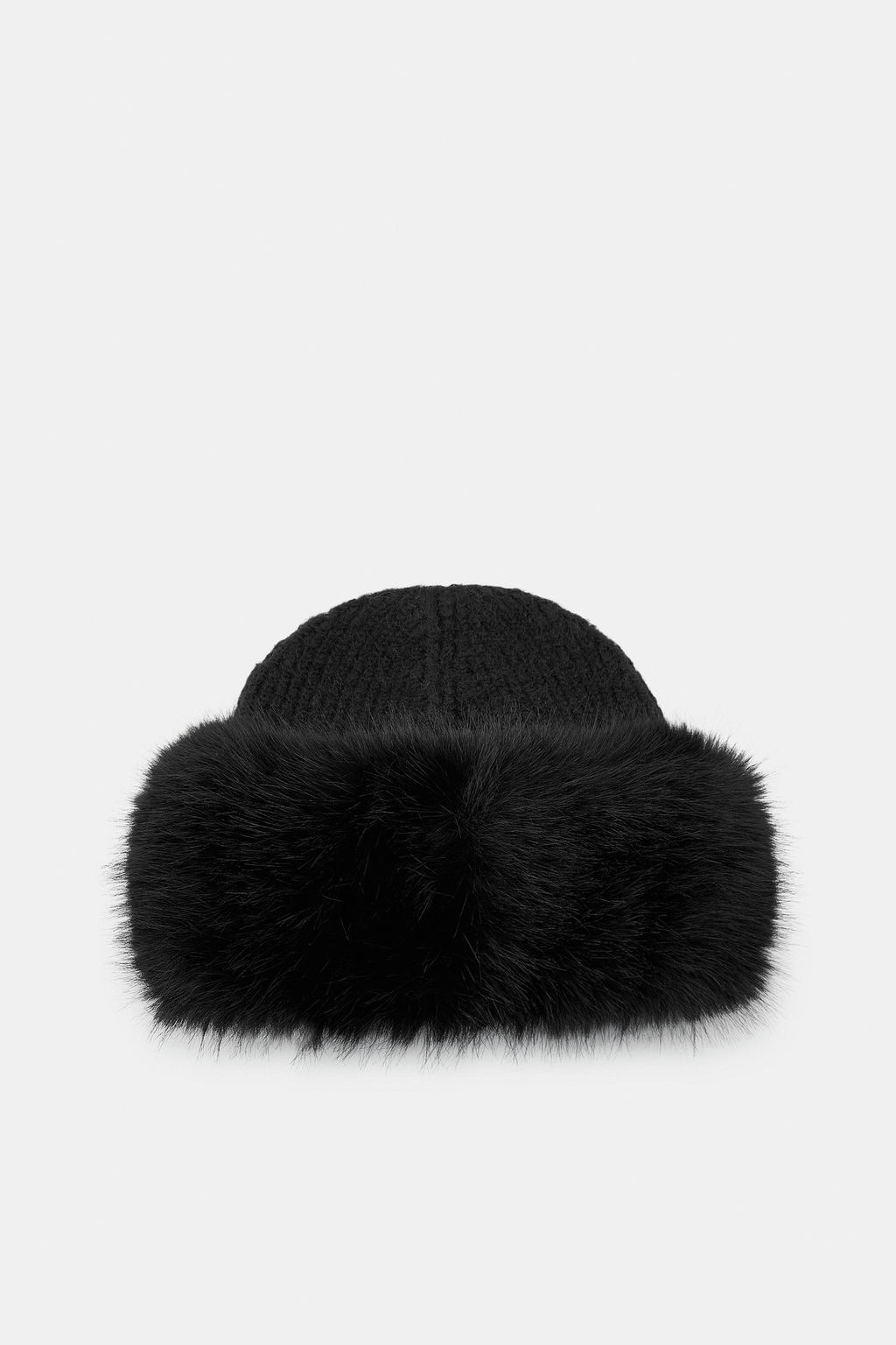 GORRO BEANIE PUNTO EFECTO PELO / Negro