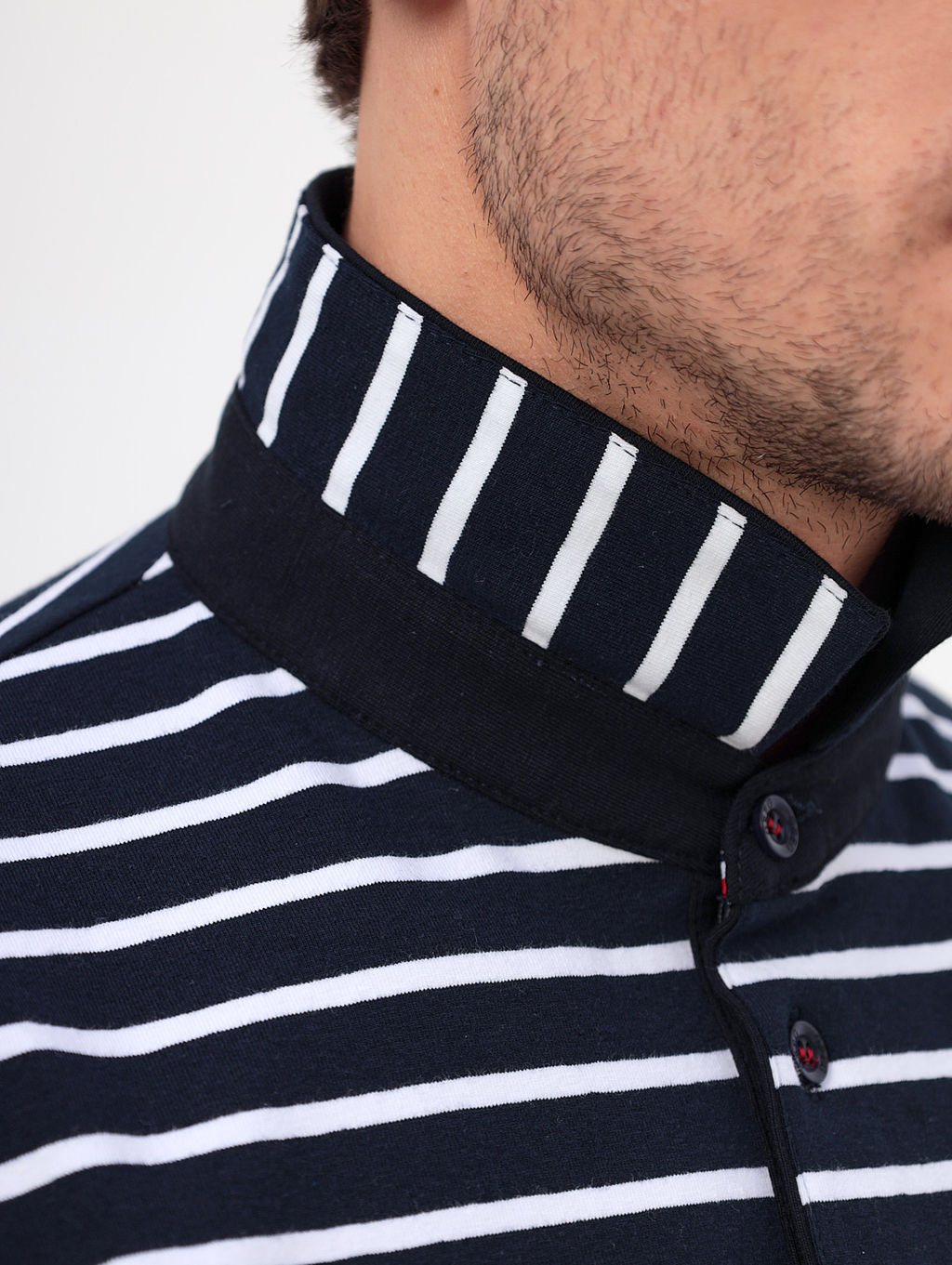 Джемпер мужской с воротником поло короткий рукав GREG G144-KD1246T-UT21 (белая полоска)  фото 3