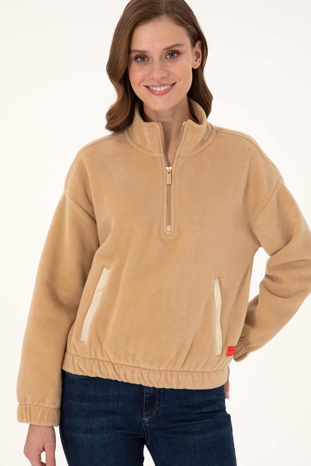 Женский свитшот песочного цвета Неожиданная скидка в корзине - U.s. polo assn фото 3