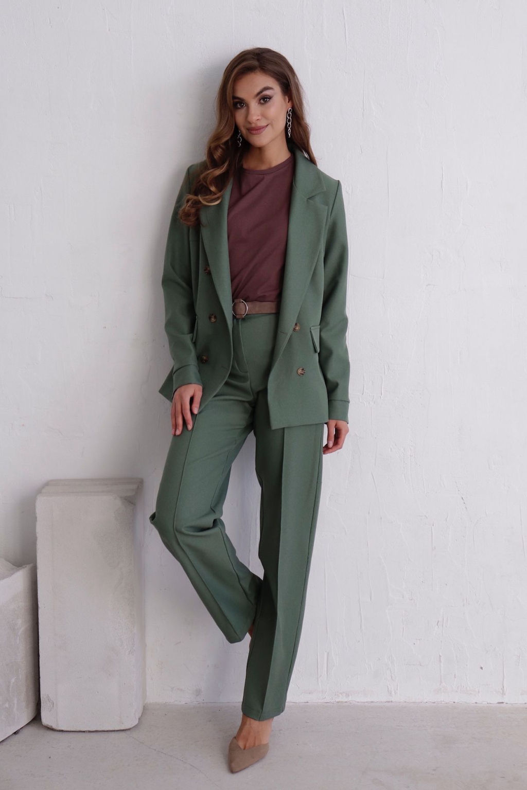 11722 Брюки со стрелками в приглушённом зелёном - Martichelli фото 21