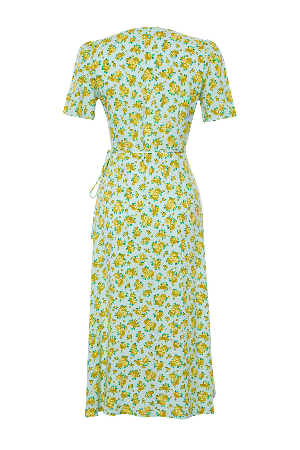 Cok Renkli Cicekli Kruvaze Midi Dokuma Elbise TWOSS24EL00492