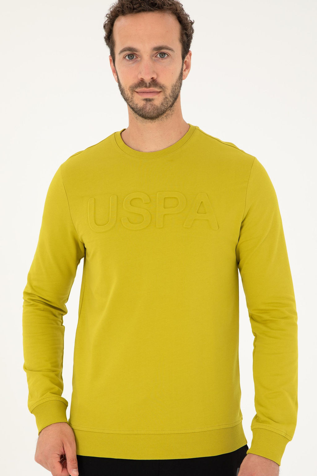 U. S. Polo Assn / Мужской базовый свитшот фисташкового зеленого цвета - U.s. polo assn фото 3