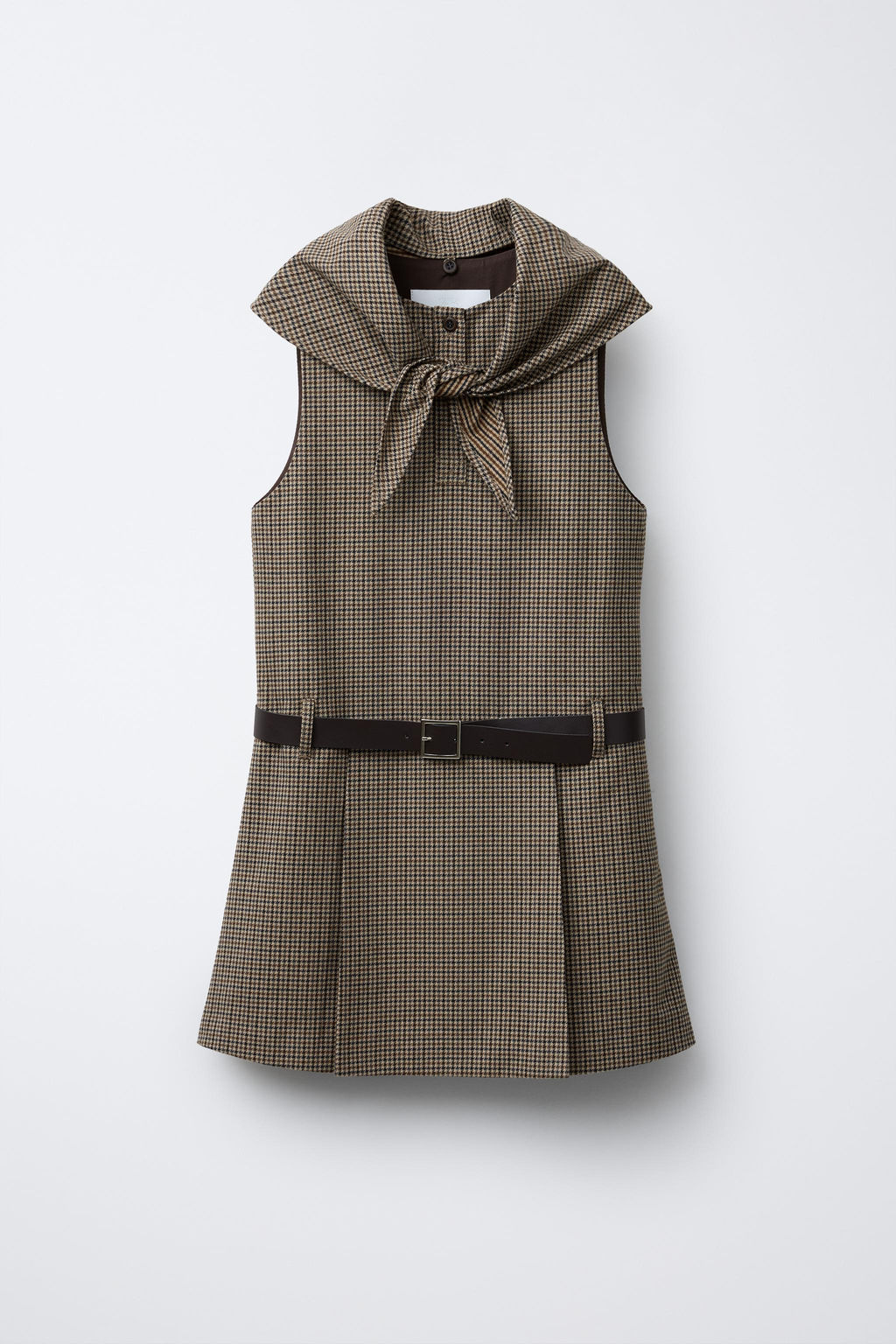 CHECK PINAFORE DRESS WITH DETACHABLE SCARF