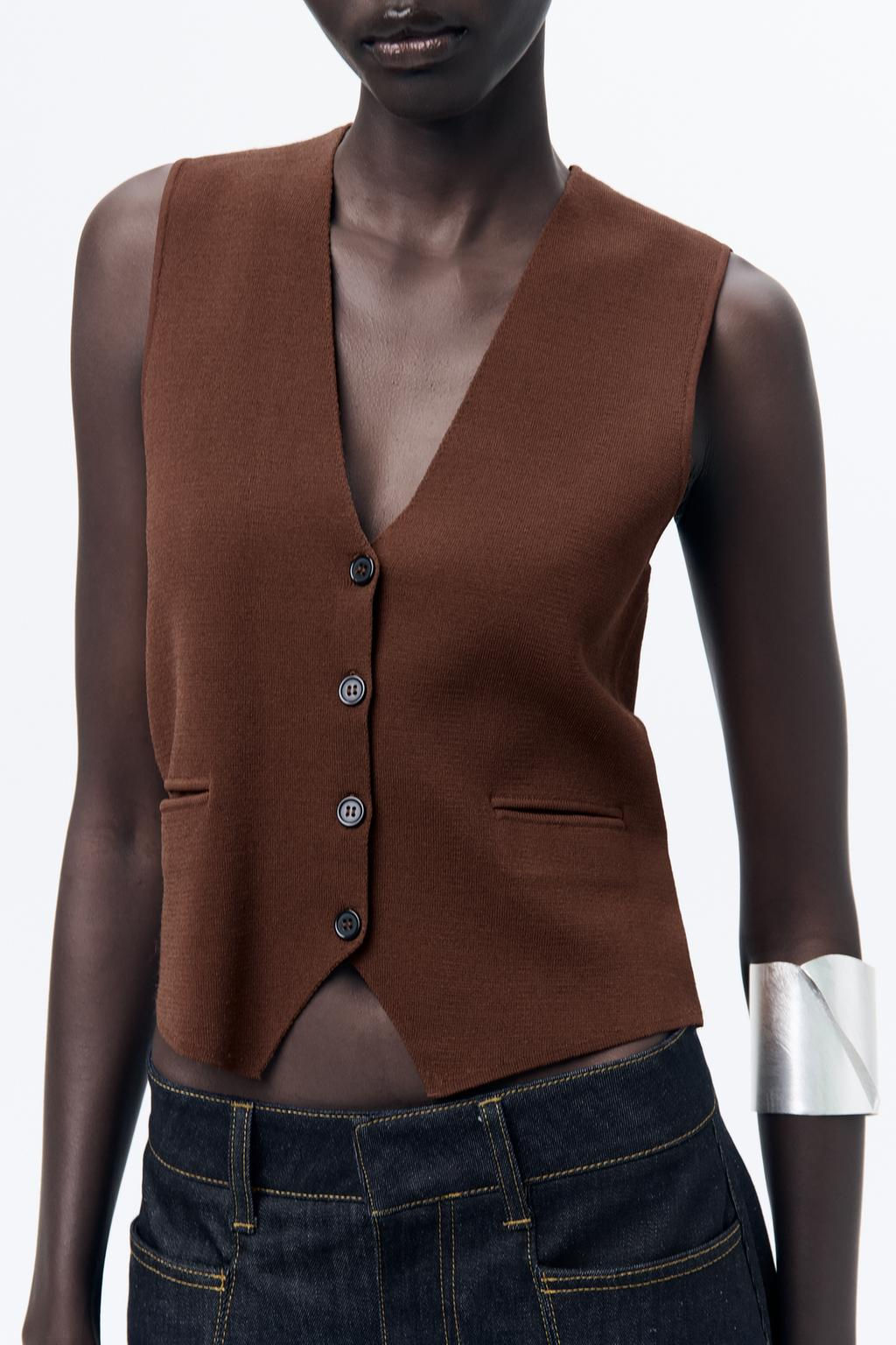 KNIT WAISTCOAT TOP WITH BACK TAB - Zara фото 7