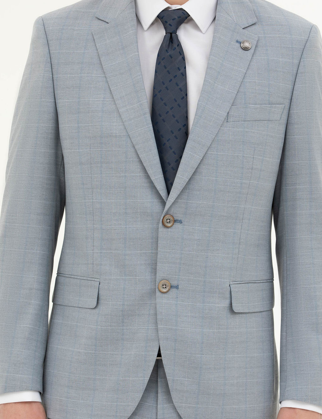 A__k Mavi Slim Fit Tak_m Elbise