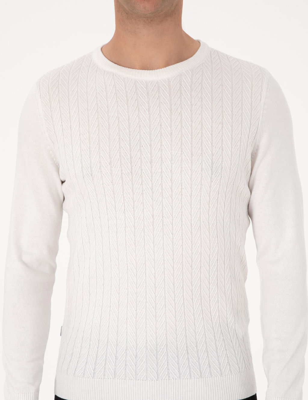 Ekru Slim Fit Bisiklet Yaka Triko Kazak - Pierre cardin фото 6