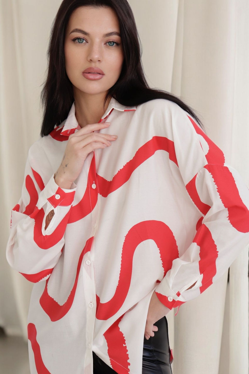 11232 Рубашка белая с красным принтом - Martichelli фото 9