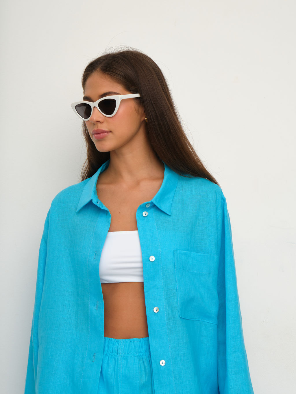 Рубашка короткая S021_Cerulean Blue/Голубой - M&G all natural фото 14
