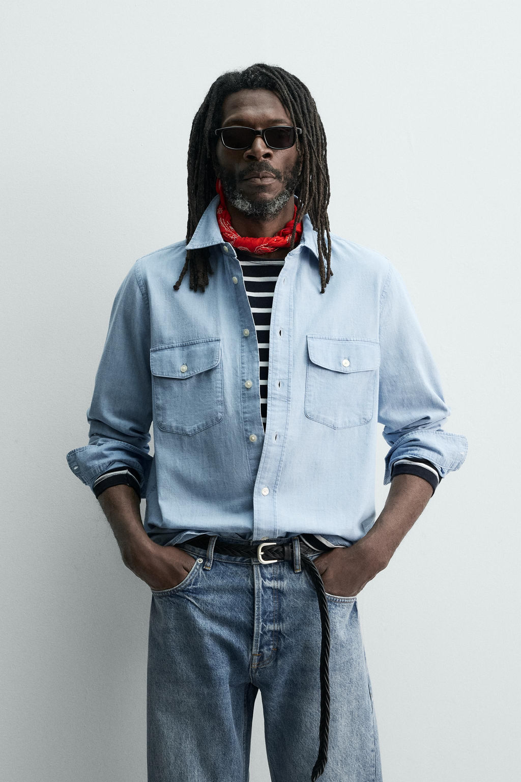 CAMISA DENIM LIGERO AARON LEVINE X ZARA / Azul medio  фото 2