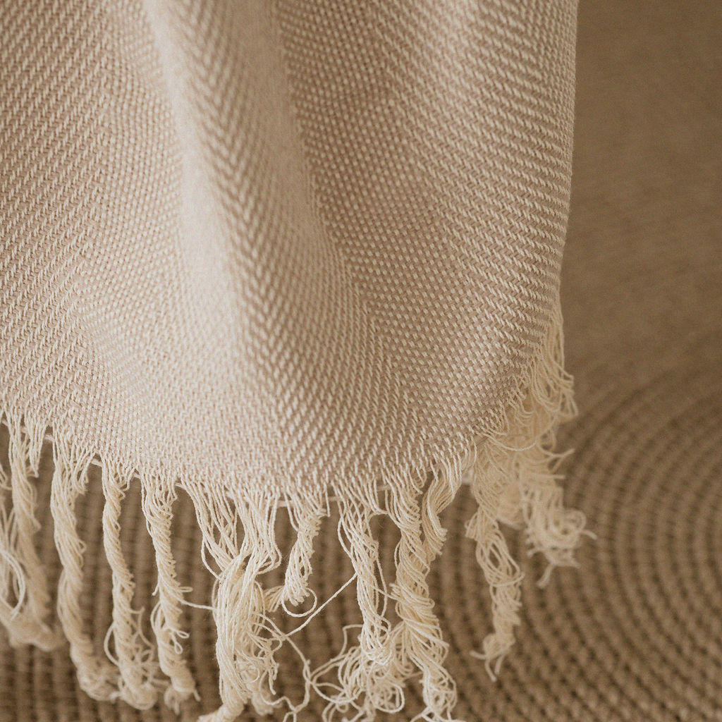 Плед хлопковый 140х200 бежевый