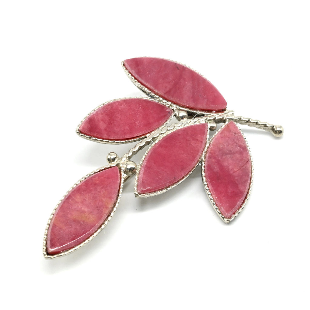 Брошь родонит "Орлец" веточка 50*38мм